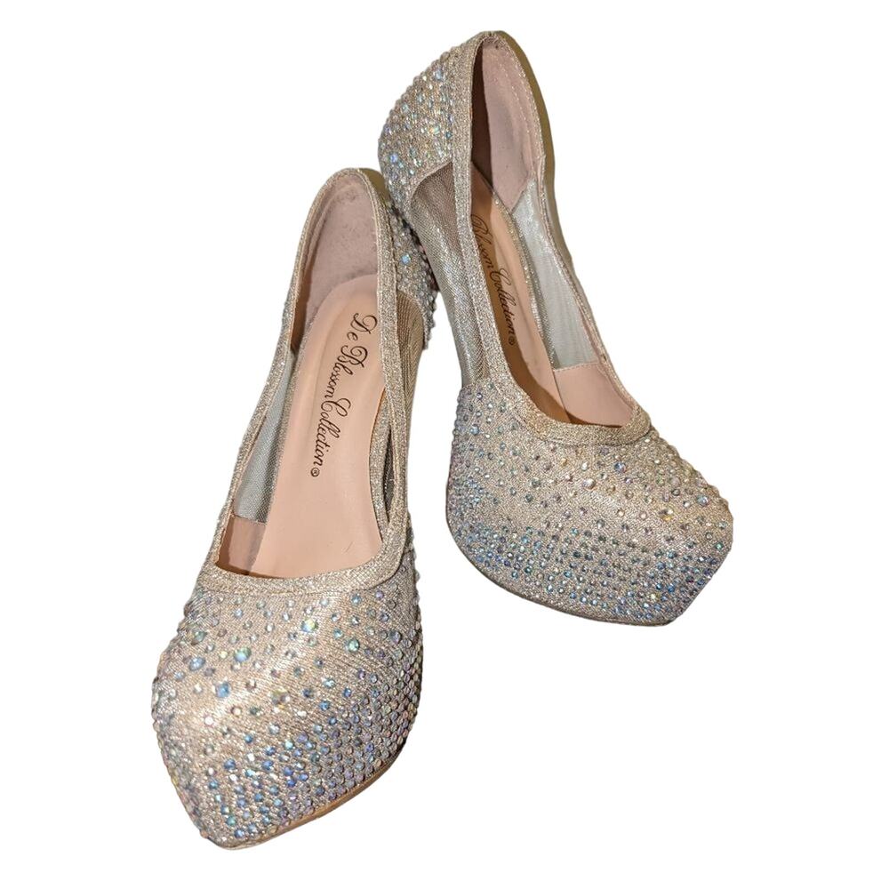 De Blossom Collection Kinko Bejeweled Platform Pumps GUC - Picture 5 of 13
